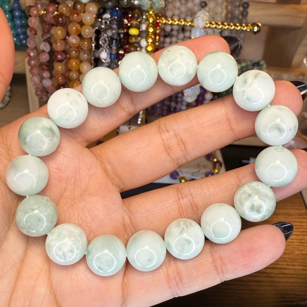12mm green moonstone bracelet